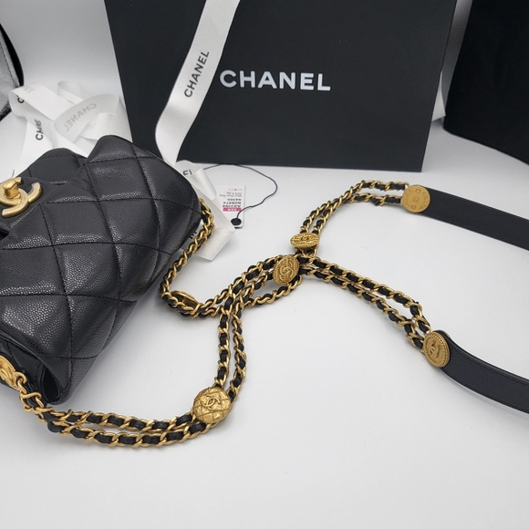 Brand new authentic 22A Chanel twist your button caviar mini flap bag - Picture 10 of 16